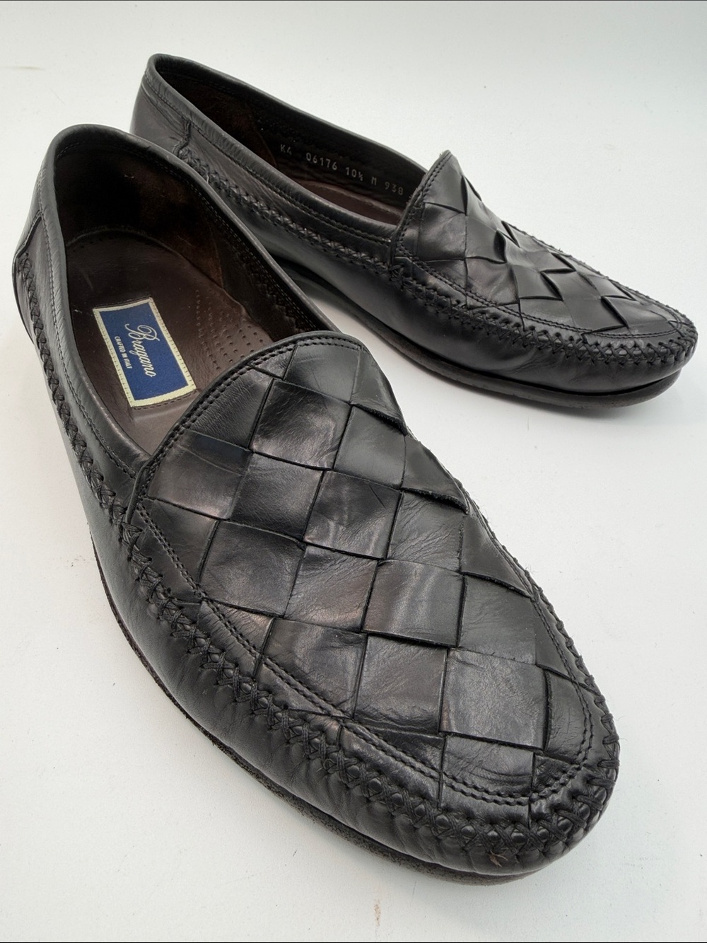 BRAGANO COLE HAAN sz10.5 Woven Italian Leather Slip-On Loafers Made in Italy